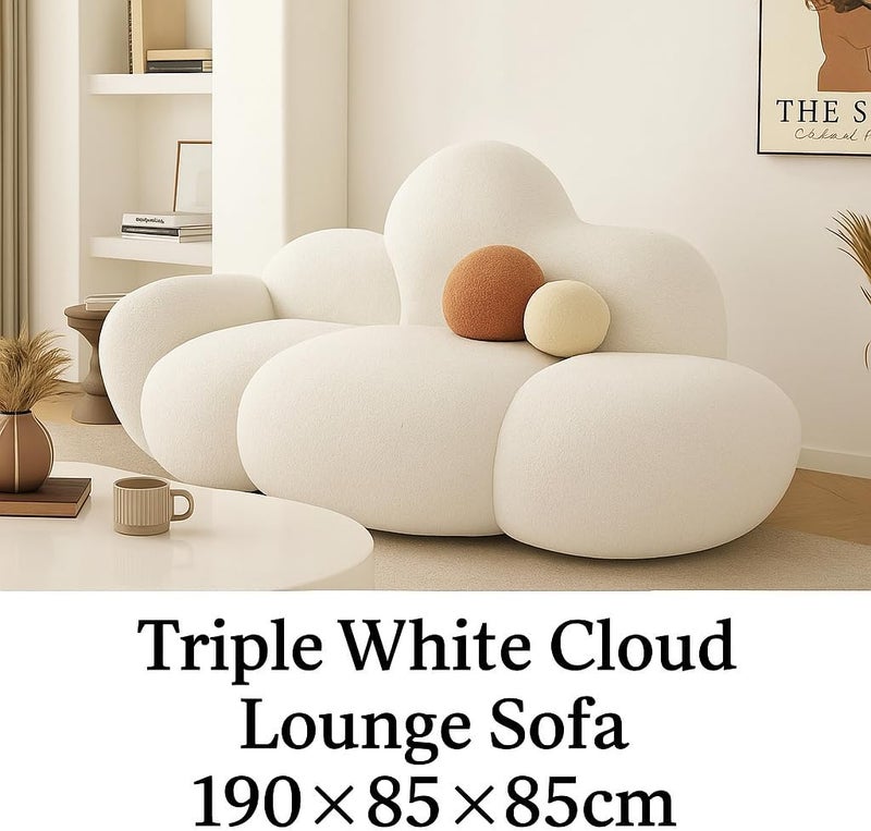 Aroma Homes Cloud Shape Accent Sofa - Modern Plush Bubble Sofa Chair with Soft Bouclé Fabric (White, 3-seater) - Image 3